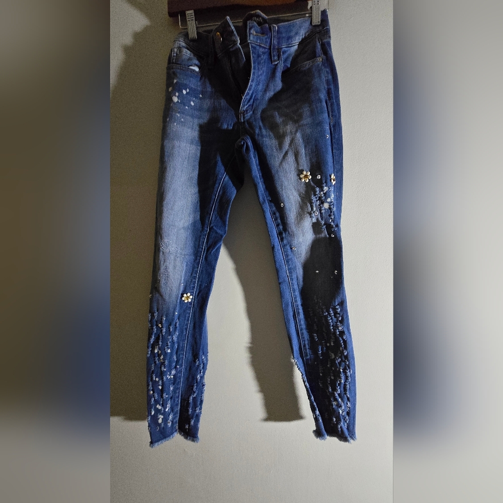 Buffalo David Bitton Floral Embellished Skinny Jeans